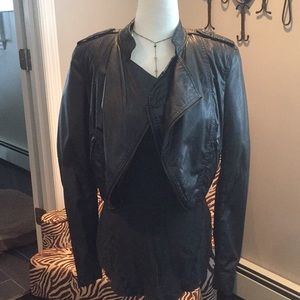 bebe Black Faux Leather Crop Jacket